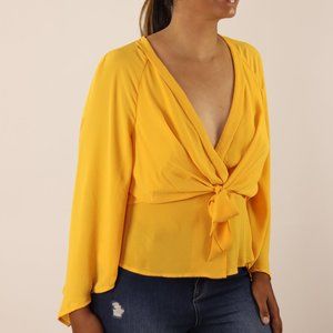 Yellow Flare Sleeve Blouse